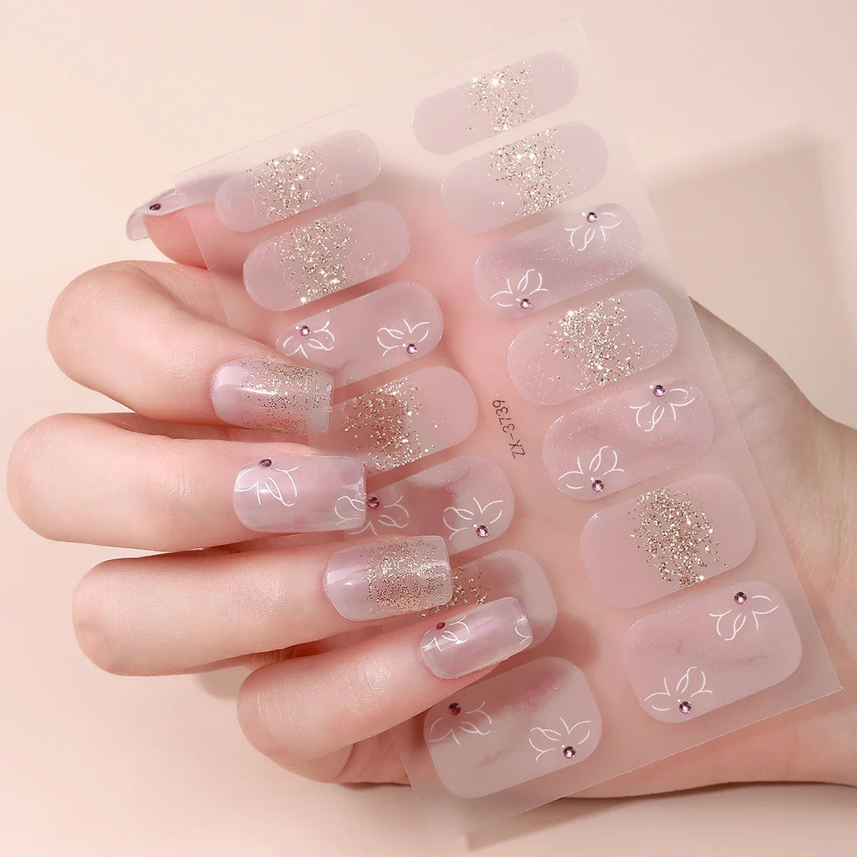 14Tips DIY Baking-Free Nail Stickers Spring Summer Flowers Self-Adhesive Nail Strips Full Cover Nail Decoration Decal
