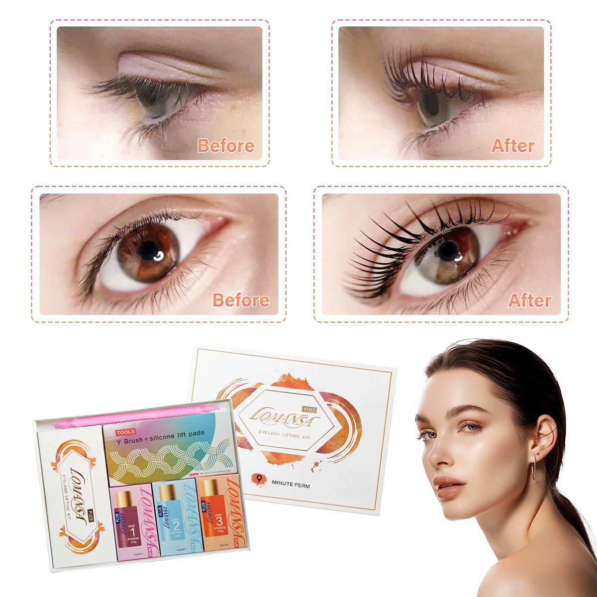 Lomansa 2-in-1 Lash Lift and Brow Lamination Kit - 15 Pieces