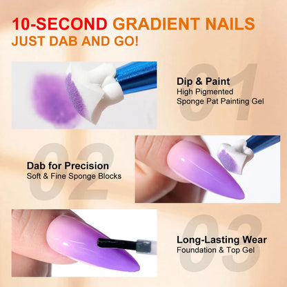 LIMEGIRL 7in1 Nail Gradient Gel Kit Long-lasting Nail Gel Polish Hybrid Color High Texture Gradient Nail Gel for Nail Salon Art