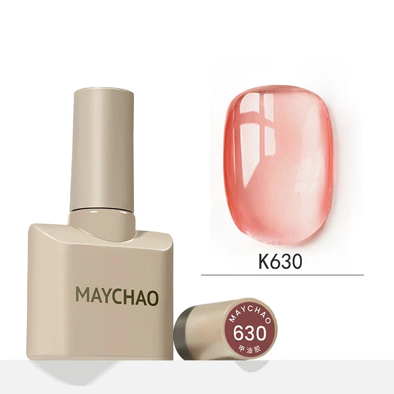 MAYCHAO 12ml Jelly Gel Nail Polish Semi Permanent Top Coat Soak Off UV LED Gel Art Nail Varnish Manicure Long Lasting Nail Gel