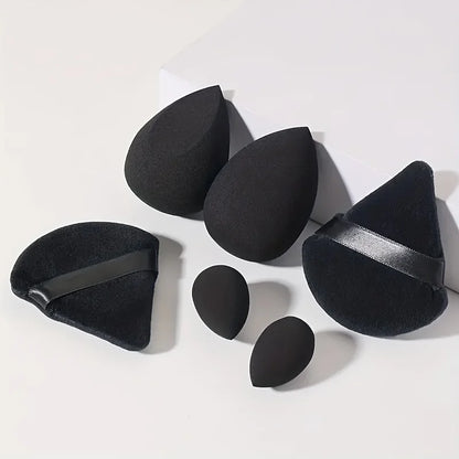 6PCS Pro Makeup Sponge Set-3-Size Dual Use Blenders & Triangle Puffs | Vegan Hypoallergenic for Liquid/Powder, Travel Essentials