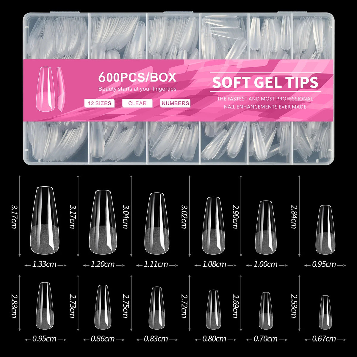 100/600Pcs Short Almond Nail Tips Soft Gel Nail Tips Full Cover False Nail Tips For Acrylic Nails  Salon Home Press On Nails