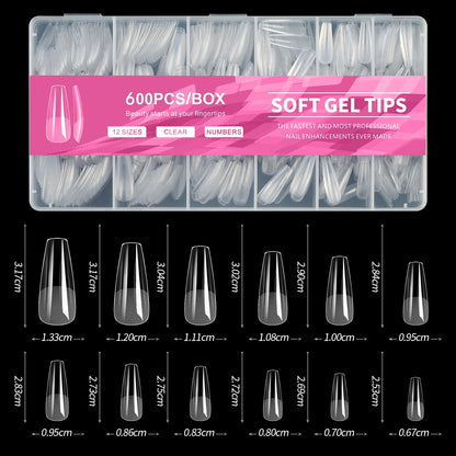 100/600Pcs Short Almond Nail Tips Soft Gel Nail Tips Full Cover False Nail Tips For Acrylic Nails  Salon Home Press On Nails