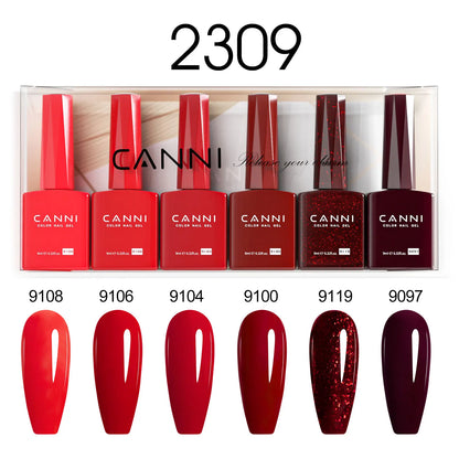 6pcs*9ml CANNI Nail Gel Polish Kit HEMA FREE Jade Jelly Nude Jelly Pink VIP Kit Christmas Gift French Nail Design Natural Color