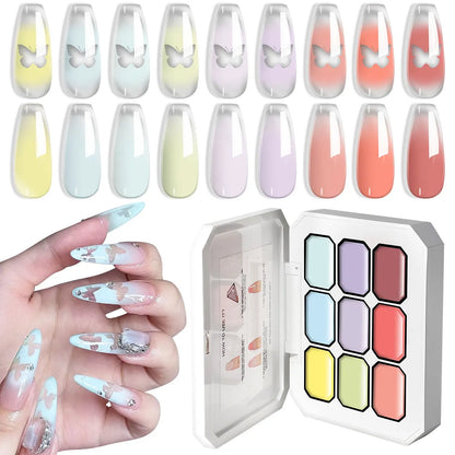 LIMEGIRL 9 Color Gradient Painting Gel Nail Art Gradient Color DIY Design Gel Quick Flower Paint Engraving Gel Nail Polish
