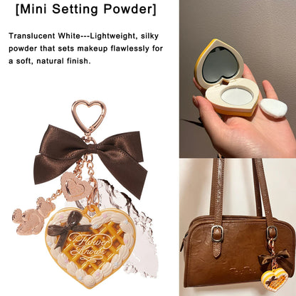 Flower Knows Cupid Sweetie Bear Face Powder with Solid Perfume Highlighter Pendant Long Lasting Portable Scent Makeup Decoration