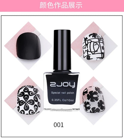 10ml Nail Stamping Polish Varnish Black White Colorful Nail Printing Lacquers for Stamping Plate 30 Colors Nail Stamping Polish
