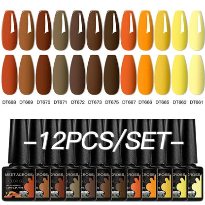 12pc All-season Nail Gel Polish Set Multicolor TPO HEMA Free Long-Lasting UV LED Nail Supplies for Women Daily & Party Wearing