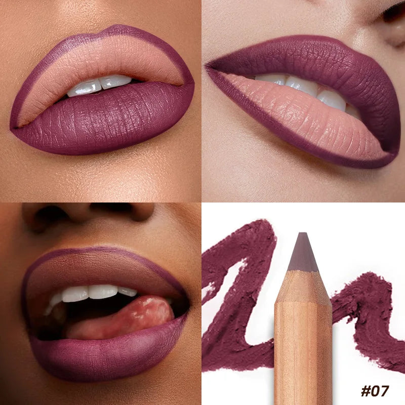 Matte Lip Liner- Long-Lasting, Smooth Application, Easy to Color, Includes Sharpener - Perfect for a Flawless Finish!