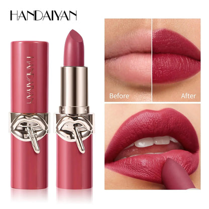 Long Lasting Velvet Lipstick Creamy Moisturizing Waterproof Non Stick Cup Rich Color 6 Shades Smooth Lip Makeup Women