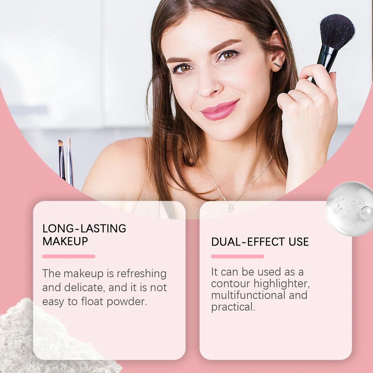Full Coverage Pressed Powder Foundation Oil Control Brightening Waterproof Lasting Flawless Finishing Powder Face Makeup Setting