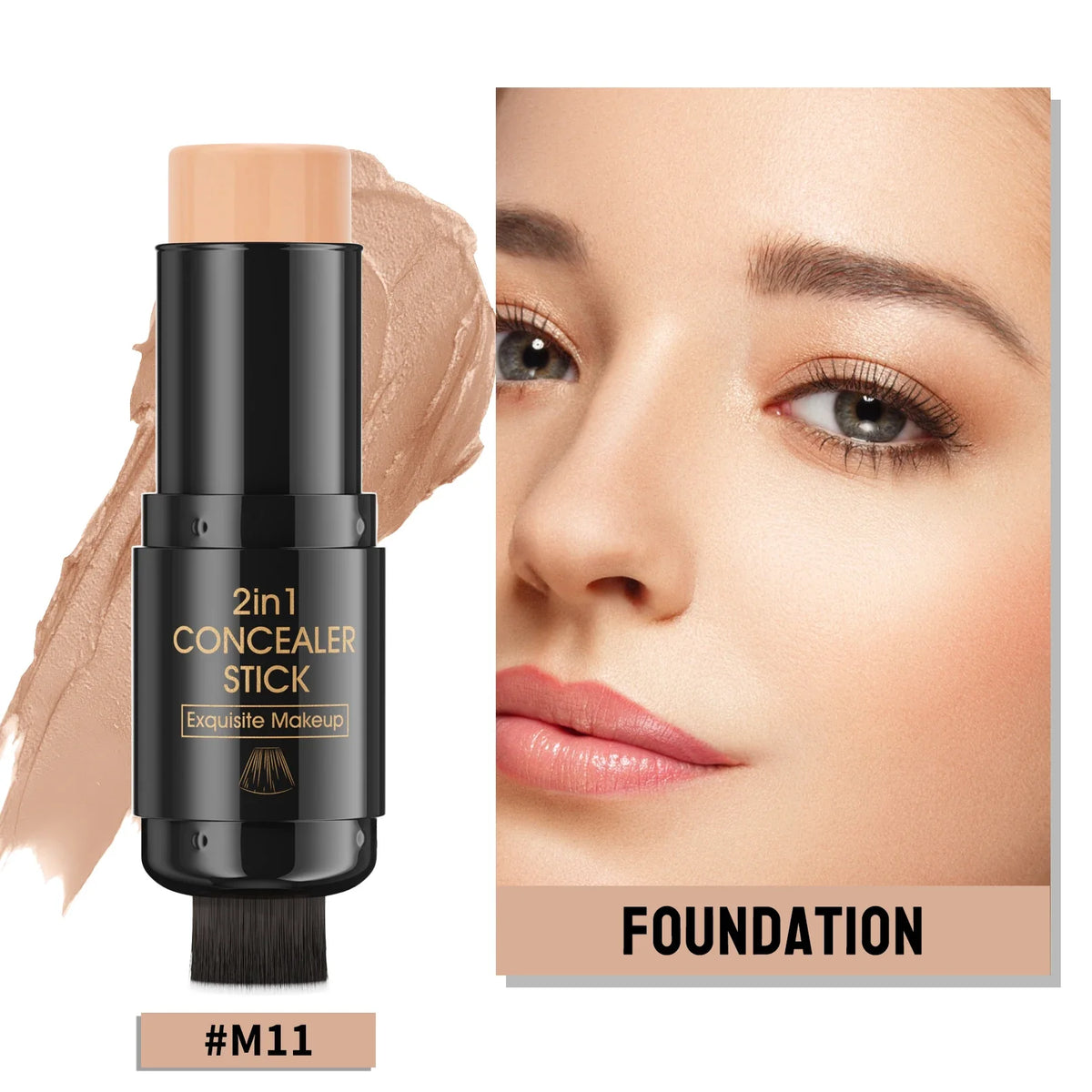 Double-head Face Bronzer Contour Stick Cream Makeup Light Dark Shadow Lasting Concealer Facial Brighten Contouring With Brush
