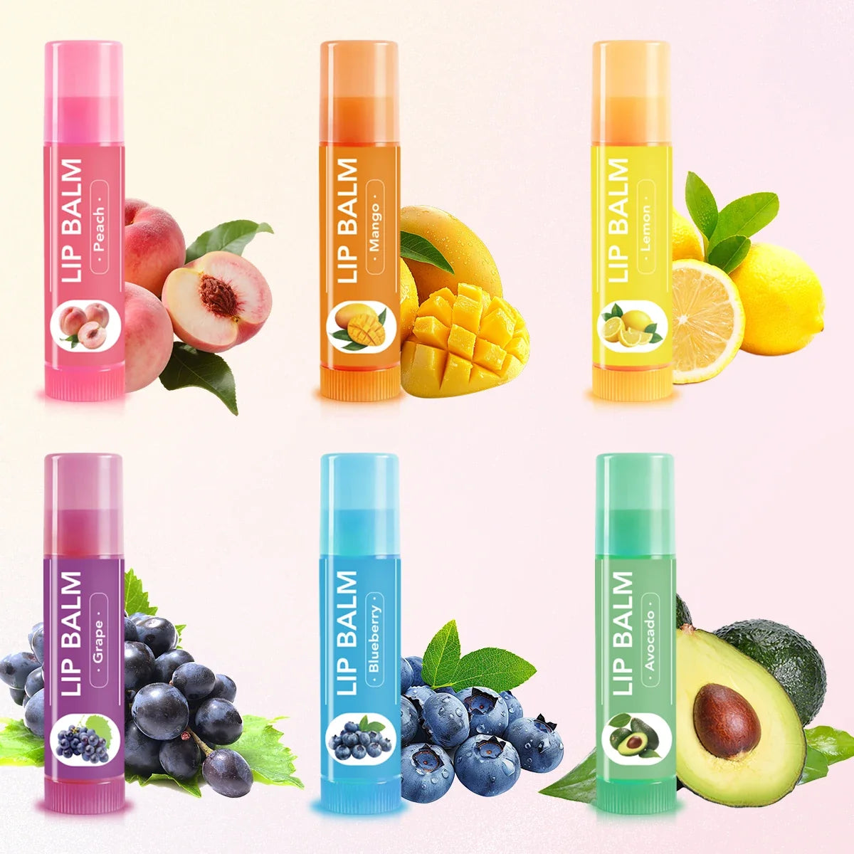 6 Pcs Cute Fruit Lip Balm Set, Christmas Birthday Gifts For Girls Friends