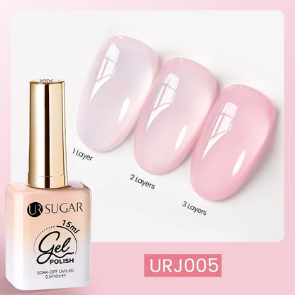 UR SUGAR 15ml Fiber Rubber Base Gel Upgrade Broken Nail Repaired Fiberglass Clear Quick Building UV Construction Gel Soak Off