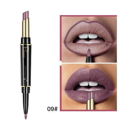 1pcs Matte Lip Liner & Lipstick 2 in 1 Double Ended Waterproof Long Lasting Non-Fading Smooth Velvet Nude Makeup Tool for Women