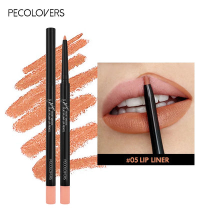 12 Colors Lip Liner , Matte Dewy Finish Long Lasting Waterproof Smudge Proof Lip Liner