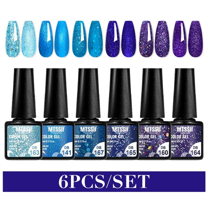 MTSSII 6PCS/Set Sparkly Red Roes Red Gel Nail Polish Shinning Nail Art LED UV Gel Varnish Nail Supplies Manicure Kit for Nails