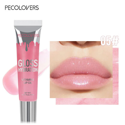 1 PC Shiny Water Lip Oil Lip Gloss Liquid Lipstick Jelly Tube Lip Glaze Moisturizing Shiny Intense Color Lips Beauty Makeup