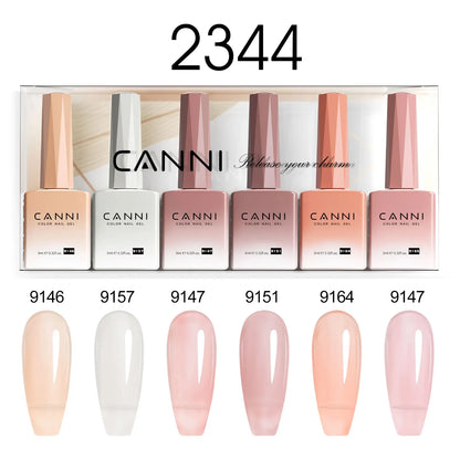 6pcs*9ml CANNI Nail Gel Polish Kit HEMA FREE Jade Jelly Nude Jelly Pink VIP Kit Christmas Gift French Nail Design Natural Color