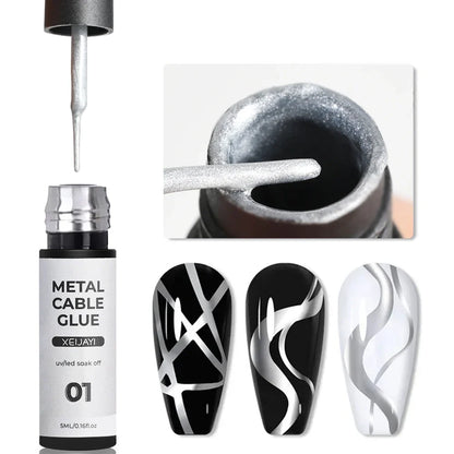5/8/10/12ml 5D Metallic Painting Nail Gel Silver/Gold Liner Polish Mirror Chrome Effect Gel Nail Polish Soak Off UV/LED Drawing^