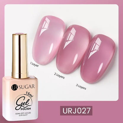 UR SUGAR 15ml Fiber Rubber Base Gel Upgrade Broken Nail Repaired Fiberglass Clear Quick Building UV Construction Gel Soak Off