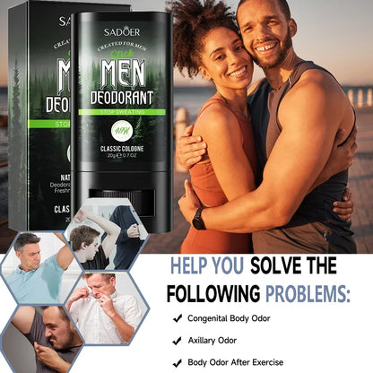 Men Sandalwood Deodorant Stick Anti Sweating Keep Drying Lasting Fragrance Remove Armpit Odor Underarm Refresh Sticks Refresh