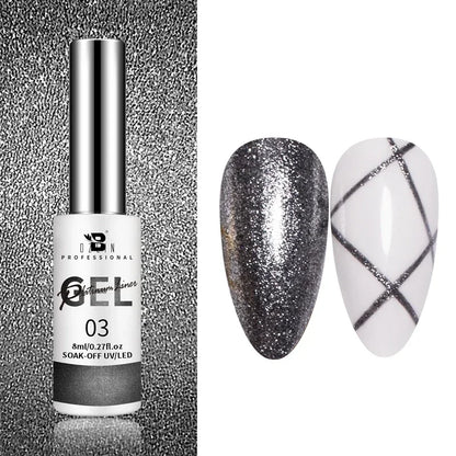 5ML Gold Silver Metallic Liner Paint Gel Polish Chrome Mirror Metal Effect Super Bright French UV LED Semi Permanent Nail Gel