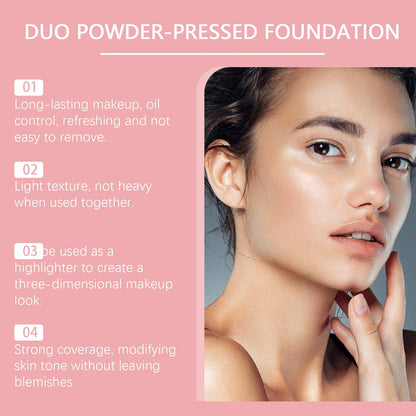 Full Coverage Pressed Powder Foundation Oil Control Brightening Waterproof Lasting Flawless Finishing Powder Face Makeup Setting