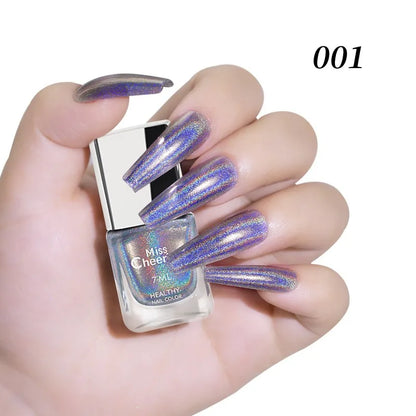 Rainbow Sparkle Holographic Nail Polish 7ml Multichrome Laser Glitter Nail Lacquer Quick-Dry Salon Professional Nail Art Polish
