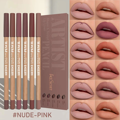 6pcs Velvet Matte Lip Liner Set | Long-Lasting, Non-Drying | Perfect for Delineating and Filling Lips