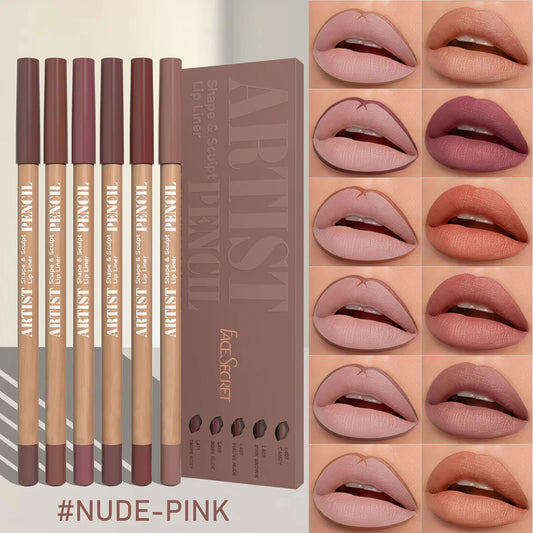 6pcs Velvet Matte Lip Liner Set | Long-Lasting, Non-Drying | Perfect for Delineating and Filling Lips