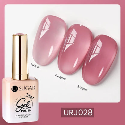 UR SUGAR 15ml Fiber Rubber Base Gel Upgrade Broken Nail Repaired Fiberglass Clear Quick Building UV Construction Gel Soak Off