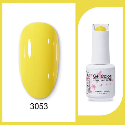 Clou Beaute 15ml Red Black White Green Neon Gel Nail Polish Base Top Coat Velvet Top 400 Colors Semi Permanent Gel Nail Varnish