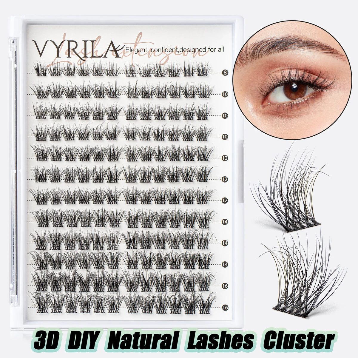 Individual Lashes Cluster C Curl Mix Lash Clusters 3D Wispy DIY Eyelash Extension 0.1mm Super Thin Band Resuable Natural Lashes