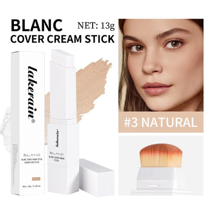 Foundation Stick Color Changing Foundation with Detachable Brush Blanc Cover Cream Stick Changing Hight Coverage Base Makeup