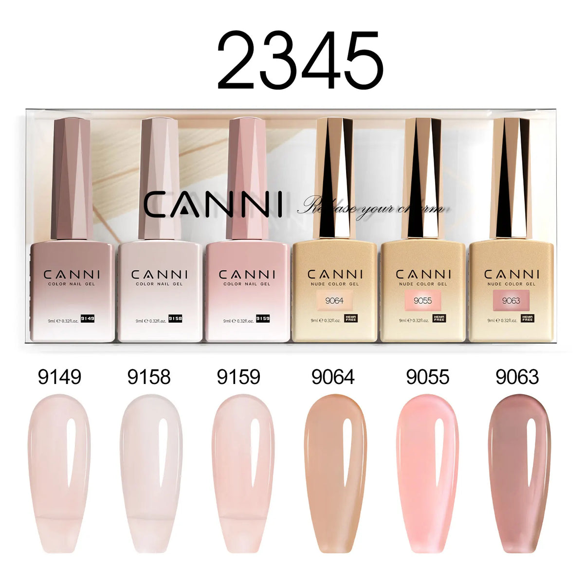 6pcs*9ml CANNI Nail Gel Polish Kit HEMA FREE Jade Jelly Nude Jelly Pink VIP Kit Christmas Gift French Nail Design Natural Color