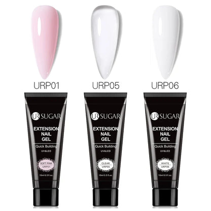 UR SUGAR 15ml Extension Gel Nail Polish Bright Nude White Clear Semi Permanent UV Hard Gel Nails Finger Prolong Gel Varnish Set