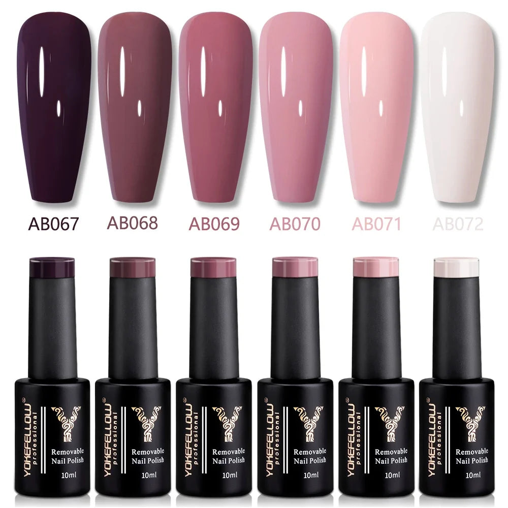 YOKEFELLOW 2022 New Color 10ML Nail Gel Polish Semi Permanent Gel Varnish Base Top Coat 122 Soak Off Colors Organic Nail Varnish
