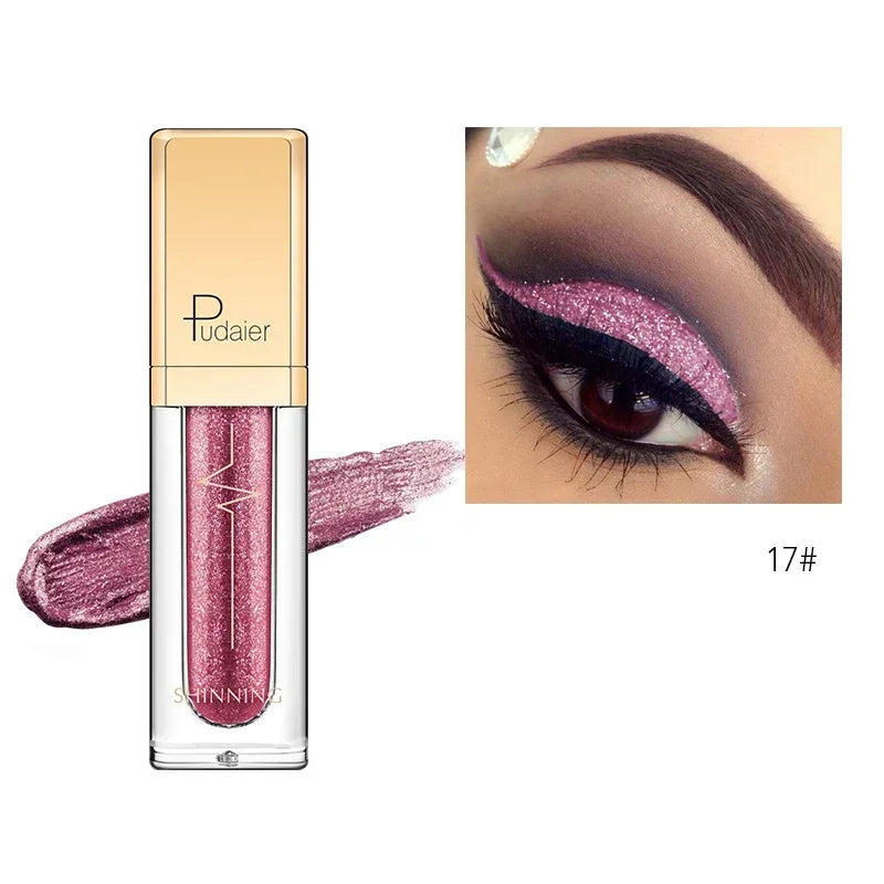 New Make Up Liquid Eyeshadow Waterproof Glitter Pigments Purple Gold Metalic Women Beauty Gel Eye Shadow Cream 18 Colors Makeup