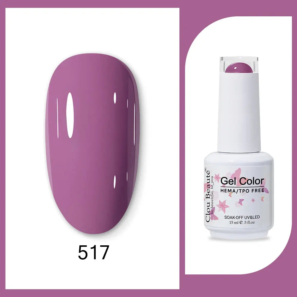 Clou Beaute 15ml Red Black White Green Neon Gel Nail Polish Base Top Coat Velvet Top 400 Colors Semi Permanent Gel Nail Varnish