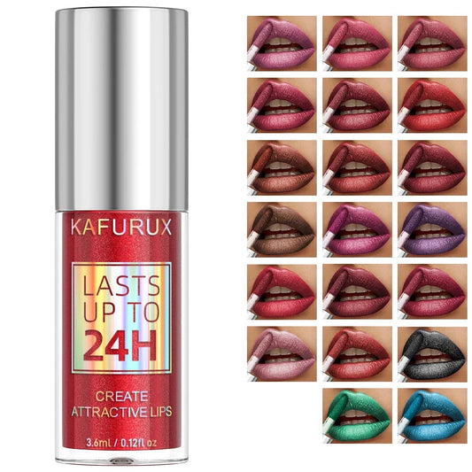 20-colors Glitter Lip Glaze Waterproof Diamond Shimmer Lip Gloss Sparkling Liquid Lipstick Long Lasting Lip Makeup for Women Gif