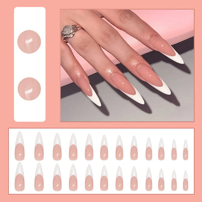 24pcs Y2k Star Press On Nails Gradient Black Mid-length Coffin False Nail Tips Full Cover Moon Designs Fake Nail For Cool Girls