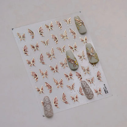 Jelly Butterfly 5D Nail Art Sticker Rhinestone Crystal Charming Shiny Insect Animals DIY Self Adhesive Decoration Manicure Decal
