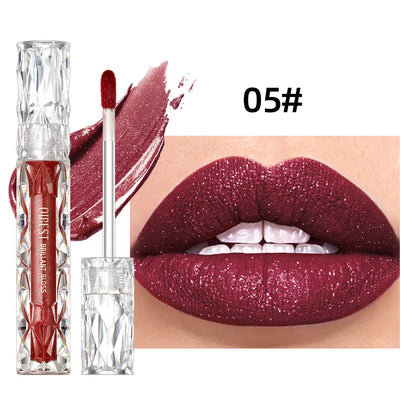 Diamond Shimmer Waterproof Lipgloss 10 Colors Liquid Lipstick Glitter Shiny Pearl Glaze Long Lasting Lip Tint Women Makeup