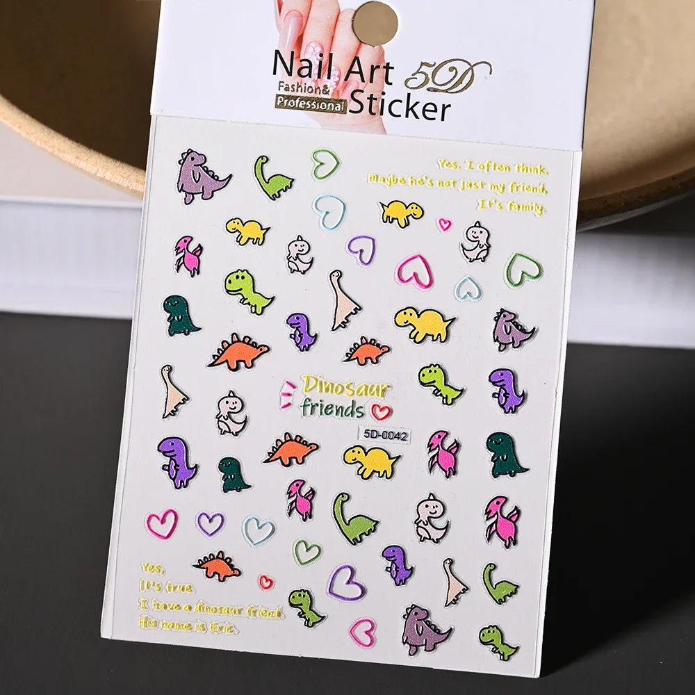 Lovely Cat Nail Decals 3D Animal Cartoon Dog Scrawl Relief Self Adhesive Nail Art Stickers Cute Puppy Kitty Y2K Nails Decoration