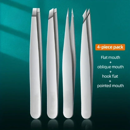 4pcs Set Professional Tweezers Set Perfect For Eyebrow Hair Removal Splinter Very Effortless and Relaxed to Remove