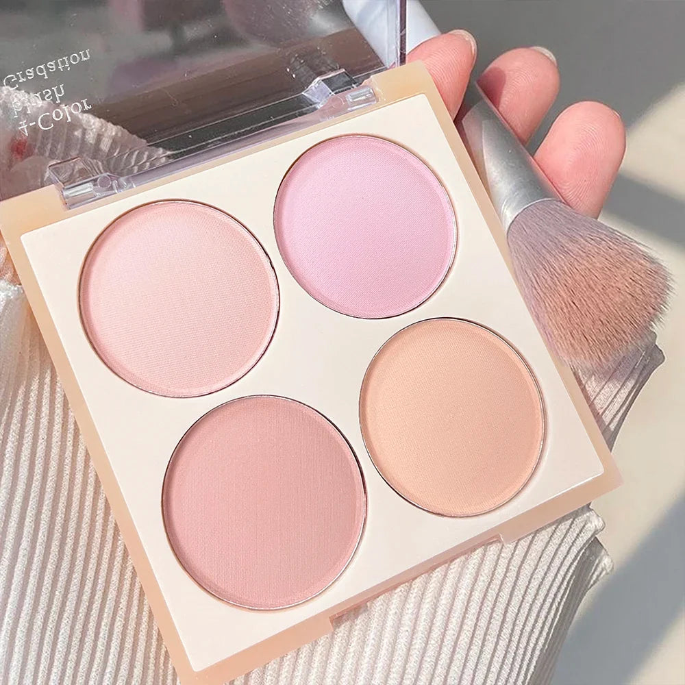 Vibrant Girl Ice Cream Four-Color Blush; Brightening, Natural Bare Makeup Effect, Pigmented, Matte, Fine Texture