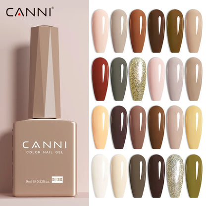 CANNI Hema Free Nail Gel Polish Fall Color Collection Semi Permanent Diamong Long Wear Top Coat Red Gorgeous JellyNude Color 9ml