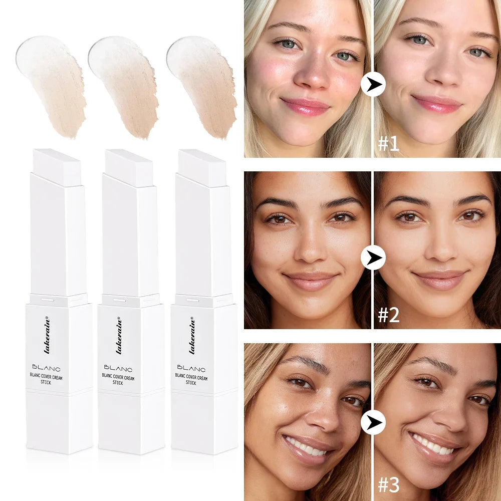 Blanc Cover Cream Stick Changing Foundation Stick Color Changing Foundation with Detachable Brush Hight Coverage Base Makeup