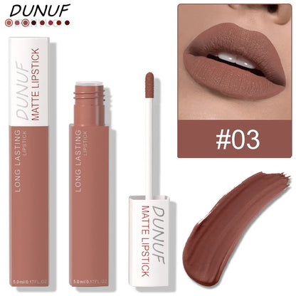 Non Stick Cup Liquid Lipstick Dark Purple Long Lasting Lip Gloss Matte Velvet Finish Resistant To Fading Waterproof Lip Cosmetic